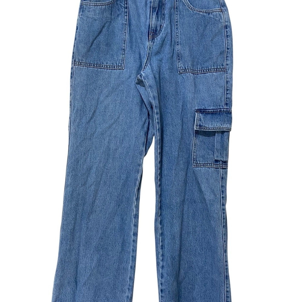Forever 21 Woman’s Cargo Blue Jeans Relaxed Raver Y2K Dancer